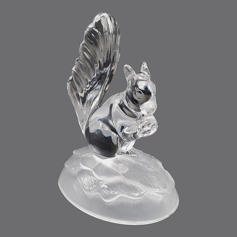 Vintage Cristal D'Arques Squirrel Figurine Clear And Frosted Glass J.G.Durand